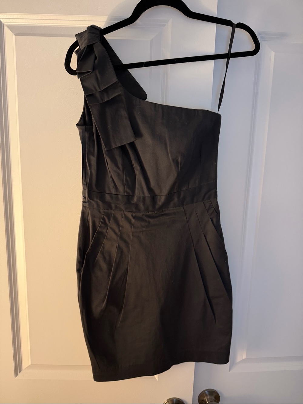 French Connection Black One-Shoulder Cocktail Dress with Bow